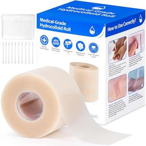 Hydrocolloid Bandages Roll 2" × 19.7' – Hydrocolloid Roll for Wound Care, Hydrocolloid Patch Large, Hydrocolloid Gel Bandages Hydrocolloid Dressing with Self-Adhesive, DIY Size Shape First Aid Kit
