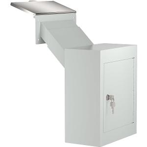 Pochar Through The Wall Drop Box with Lock - Wall Mailbox with Rainproof Cover & 10inch Adjustable Chute - Heavy Duty Locking Key Drop Box Deposit Safe for Mail, Rent, Cash, Payment (Off-White)
