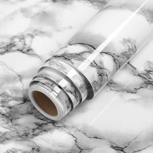 LACHEERY 24"x160" Faux Marble Contact Paper Peel and Stick Wallpaper Decorative Gray Marble Adhesive Film for Cabinets Backsplash Shelf Liner Dresser Furniture Removable Granite Countertops Sticker