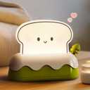 L LOHAS LED Cute Toaster Night Lights for Kids, Kawaii Stuff Bread Desk Lamp with Smile Face, Rechargeable Desk Decor for Bedroom, Besides, Dinning, Nursery Night Light for Kids, Boys, Girls, Gifts