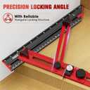 Stair Tread Template Tool, Stair Measuring Tool with Triangular Structure Brace and Edge Flip Stops, 8-72 in Solid Aluminum Alloy Stair Tread Jig for Accurately Measuring Stairs (Red)