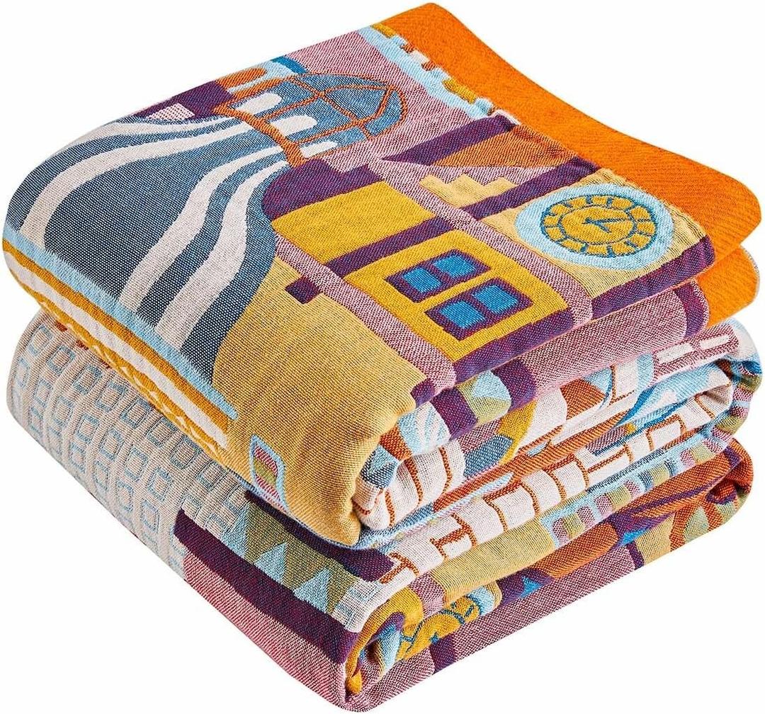 Boho Throw Blanket 100% Cotton Muslin Woven Blanket Bohemian Bed Throws Vintage Rustic Farmhouse Decor Reversible Bed Blanket Quilt for All SeasonsPink 60"x80"