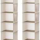 YOUDENOVA Hanging Closet Organizer, 6-Shelf Closet Hanging Storage Shelves, 2 Packs, Beige