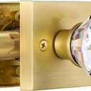 Glass Crystal Door Knobs Interior, Gold Door knobs Passage Fuction, Satin Brass,BS-008N