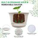 Large 4 Pack 13 inch Plant Pots, Round Plastic Pots for Plants, Outdoor Planters with Drainage Hole & Tray Saucer, Decoration Large Flower Pots for Indoor Outdoor Garden Home Plants (Gray White)