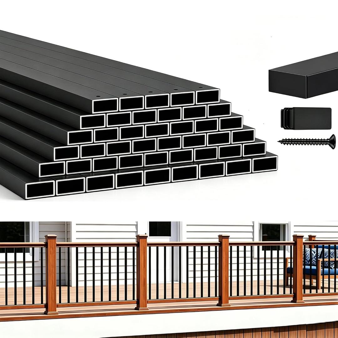 101 Pack 29.5" Deck Balusters，Rectangular Stainless Steel Railing Kit
Rustproof Side Mount Spindles Railings with End Caps & Screws – Modern Porch Balusters for Patio, Balcony&Outdoor Staircases