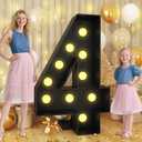 Froova 4FT Light Up Numbers Marquee for 4th Birthday Decoration, Big Mosaic Number 4, Black Large Numbers with Lights Cardboard Pre-Cut Frame Giant Cut-Out Thick Foam Board Sign Prom Party Anniversary