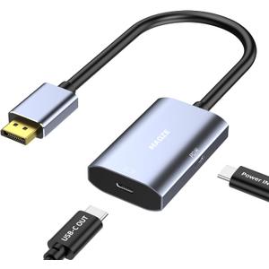 8K@30Hz / 4K@144Hz Displayport to USB-C Adapter with PD 65W Charging, Graphene Cable Display Port Male to Type-C Female for USBC Monitor, Compatible for MacBook Pro/Air, iMac