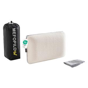 MEFOPILO Memory Foam Travel Pillow with Washable Cover & Carry Bag – Compact, Soft & Breathable Neck Pillow for Airplane, Camping & Car (White- with Extra Gray Cotton Cover, 15.7x9.8x3.9 inches)