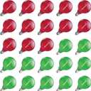 Red Green G40 Replacement Light Bulbs for Christmas Lights, 1 Watt Shatterproof 1.57 Inches LED Globe Light Bulbs for Indoor Outdoor String Lights, E12/C7 Candelabra Base,25Pack