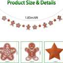 Gingerbread Themed Wreath Banner,Christmas Hanging Decoration,Christmas Colorful Flag Banner,Party Festival Wall Decoration