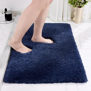 Disolla Navy Bathroom Rug 17x24 - Non-Slip Plush Small Bath Mat, Highly Absorbent & Ultra Soft Fluffy Floor Mat, Machine Washable for Shower and Tub