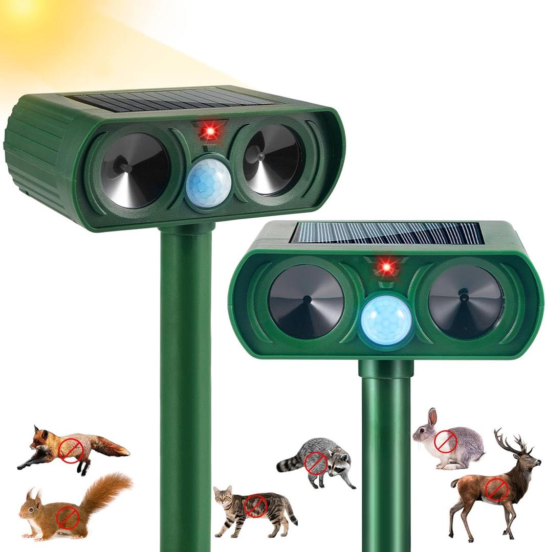 1 Pack Ultrasonic Animal Repeller Outdoor Cat Repellent Solar Deer Repellent Devices Waterproof, Motion Activated Animal Deterrent Devices to Scare Cat Squirrel Rabbit Raccoon Skunk for Yard Garden