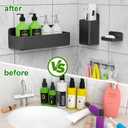 Adhesive Shower Caddy 6 Pack Rustproof Shower Shelves for Inside Shower No Drilling Bathroom Organizers and Storage with Soap Holder Large Rack Clear Black