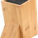 Bamboo Universal Knife Block with Bristles Bamboo Knife Stand Organizer Holder, Convenient Safe Storage for Knives & Utensils, Detachable Bristles for Easy Cleaning -by KITCHENDAO (One-tiered Slotless-Bamboo)