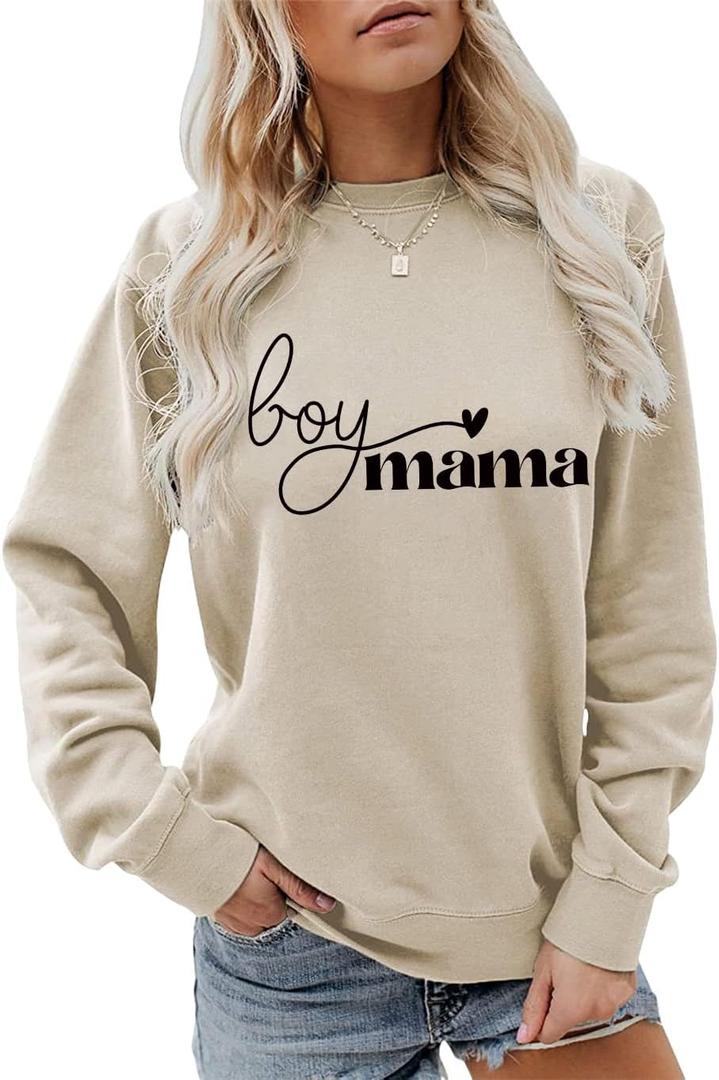 JBF Cloth Mama Boys Sweatshirt Women Long Sleeve Pullover Mama Sweatshirt Casual Loose Crew Neck Fall Pullover Tops (Medium)