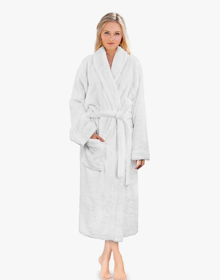Premium Womens Plush Soft Robe Fluffy, Warm, Fleece Sherpa Shaggy Bathrobe
