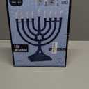 LED Electric Blue Hanukkah Menorah with Special Effects - Battery/USB Powered, Star of David, 4 Lighting/Blinking Modes, Large LED Bulbs, Chanukah Traditional Electric Menorahs - Navy Blue