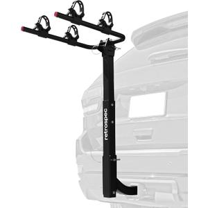 Retrospec Lenox 2-5 Bike Rack Hitch for Car, Truck, SUV - 2in Hitch Mount with Foldable Steel Frame, Anti-Rattle Adapter & Tie Down Straps