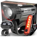 Bike Lights for Night Riding with Bell, Super Bright Bicycle Reflectors, USB Rechargeable Bike Lights Front and Back, Water-Resistant, 4+5 Modes Headlight Taillight Set for Safety, Men, Women & Kids Pack of 2