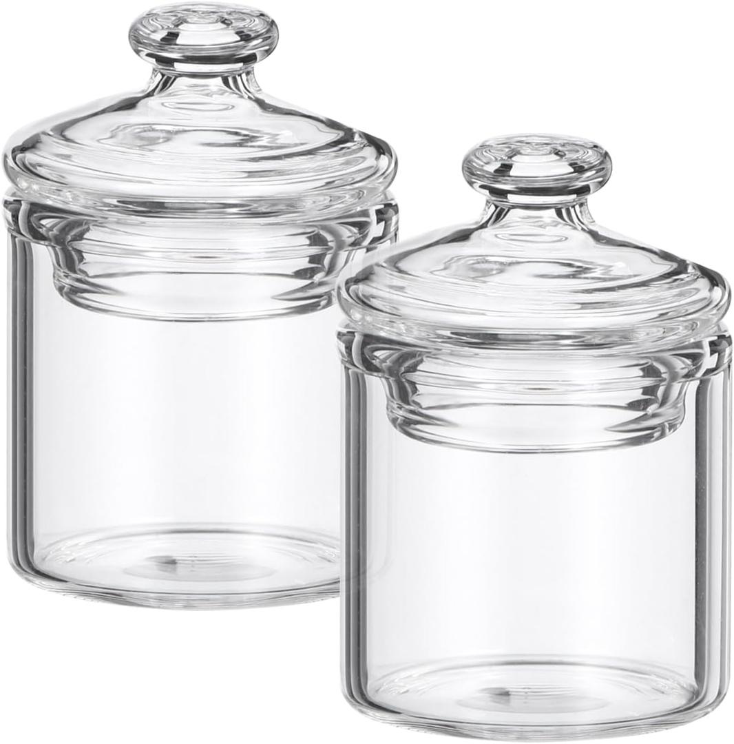 ARTIBETTER 2 Pcs Miniature Jar 1: 12 Doll Miniature Glass Jars with Lids 1:12 Scale Glass Bottles with Caps Terrarium Tools Carassosories Doll House Layout Ornament