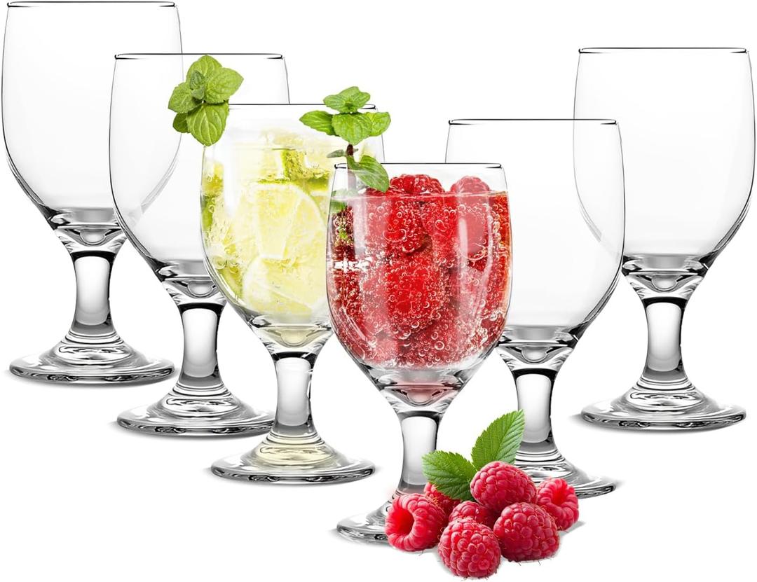 CHLJAR 10.5oz Water Goblets Set of 6, Clear Goblet Glasses Set for Home Bar, Wedding, Party, Elegant Design for Iced Tea, Sangria, Juice, Dishwasher Safe, Perfect for Daily Use Special Occasions