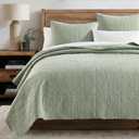 HORIMOTE HOME 100% Cotton Quilt Patchwork Twin Size, Sage Green Farmhouse Cotton Bedspread Coverlet, Pre-Washed Soft Breathable Lightweight All Season Bedding Set with 1 Pillowcase