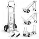 Aluminum 4 in 1 Convertible Hand Truck Dolly, 1000Lbs Capacity, Heavy Duty Folding Hand Truck Dolly Cart with Wheels 10" All-Terrain Tires, Hand Trucks for Logistics, Home, Office, School, Silver