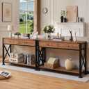HOMBAZAAR Entryway Table,Rustic Console Table with 2 Drawers, Industrial Console Tables with Storage for Entryway, Hallway, Living Room,Brown,47 Inch