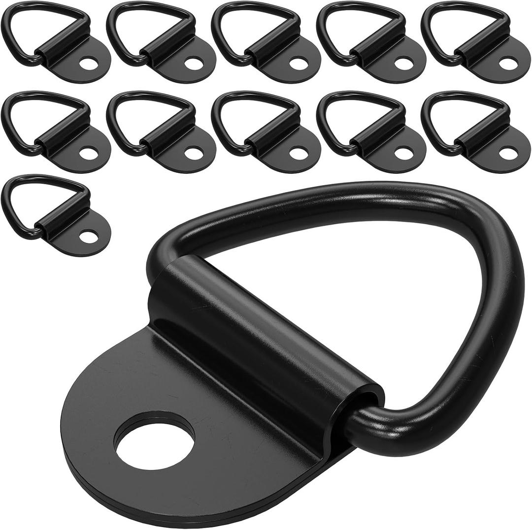 12 PCS V Ring Tie Down Anchors,Heavy Duty Steel Truck Bed Tie Down Anchors Rings,V-Ring Bolt On Trailer Anchor for Trailer,Cargo,Truck,Boat