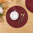 SHACOS Round Placemats Set of 6 for Dining Table 15 inch Round Braided Place Mats Washable Non Slip Kitchen Table Mats, Burgundy