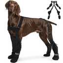 SeranPup L Adjustable Dog Suspender Boots & Hiking Shoes, Waterproof Winter Snow Gear Boots with Anti-Slip Sole, Reflective Snowsuit Design That Helps Stay On for Cold Weather Adventures L