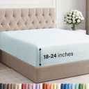 Extra Deep Queen Fitted Sheet - Hotel Luxury Single Fitted Sheet Only - Easily Fits 18 inch to 24 inch Mattress - Ultra Soft, Wrinkle & Fade Free w/Extra Deep Pockets - Breathable & Comfy - Ice Blue
