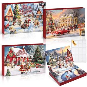 12 Sets Empty Advent Calendars to Fill 24 Days Christmas DIY Advent Calendar 2026 Boxes Xmas Countdown Ornament Bulk Gifts for Adults Family Friends, 13" x 9" x 1.6"(Santa Claus)