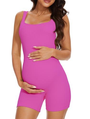 BDITANLE Maternity Workout Romper Pregnancy Yoga Ribbed One Piece Seamless Tank Top Jumpsuit