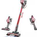 Cordless Vacuum Cleane,Stick Vacuum Cordless Rechargeable with Super Suction,Hardwood Floor Vacuum for Home Pet Hair, Carpets, Tile(Deep Red)
