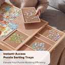 Puzzle Table with Legs & 2 Drawers & 6 Sorting Trays & Cover, 71.12 cm x 10.16 cm x 92.71 cm