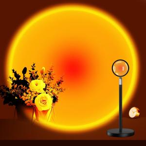 Neroupe Sunset Lamp Projector for Girls, Sunset Red Color Led Lamp Mood Lighting Night Light, 180 Adjustable Sunset Lamps for Living Room Decor/Home Decor/Bedroom Decor/Christmas Gifts/Party