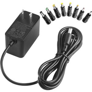 Universal 9V 2A Power Supply Charger 6.6FT, 100-240V AC Adapter to DC 9V 2A 1.8A 1.5A 1A 0.8A 0.5A Power Cord 8 Interchangeable plugs for Arduino UNO R3, Schwinn Bike, Crosley Cruiser Record Player
