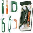 2 x Kitchen Scrub Brush Set with Ergonomic Handle, Deep Cleaning Brushes, Include Dish, Grout, Groove Gap, Bottle, Bathroom Brush Heads (Green)