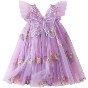 Nileafes Toddler Summer Dress Baby Girl Strap Floral A Line Dress Sleeveless Beach Butterfly Sundress for Toddler Girl