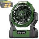 Battery Operated Fan, 2-in-1 D-Cell Battery & USB Powered Portable Fan with 4 Speeds, 3 Timers & 2 Light Modes, Super Long Lasting Camping Fan for Outdoor Tent Travel Picnic Office Bedroom - Green