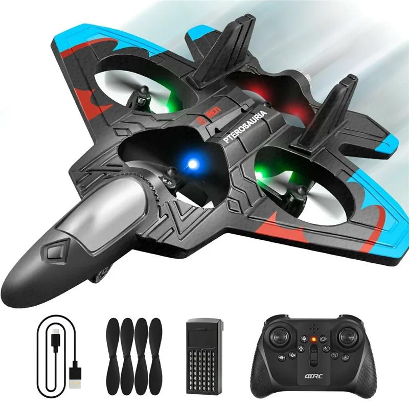4DRC 4D-V32 ABS + EPP 2.4G RC Airplane Glider Quadcopter Stunt Drone with LED Light, Single Battery (No Camera)