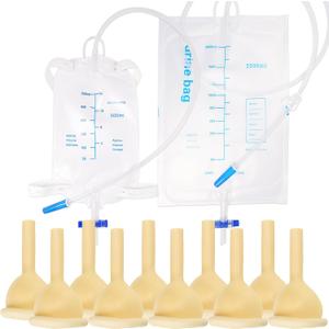 External Catheter for Men, 10pcs Condom Catheters External self Sealing Tape Set, 1pcs XL Catheter Leg Bag (500ml), 1pcs Extra Large Catheter Urine Bag (2000ml) (1.38inch/35mm)
