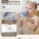 Sippy Cups for Toddlers 1-3, Spill Proof Weighted Straw Cup with Handle for Baby 6 Months + old, 1 Pack, Total 4 Silicone Straws, PPSU, BPA Free, 9 oz (Blue)