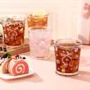 Maxdot 4 Pcs 8oz Coquette Bow Glass Cups Pink Bow Aesthetic Drinking Glasses Cute Coffee Mugs Wine Glasses Coquette Gifts for Women Girls Birthday Wedding Bridal Shower(Bow and Rose)