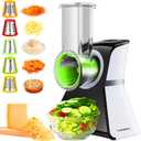 Electric Cheese Grater Salad Shooter,5-In-1 Electric Slicer For Home Kitchen,One-Touch Easy Control,With Safety Push Bar Cheese Grater Electric For Zucchini,Cheese,Vegetables And Smoothie White