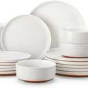 MALACASA Plates and Bowls Sets, 18 Pieces Modern Ceramic Dinnerware Set for 6 Kitchen Dinner Set Stoneware Dishware Dishes Set Microwave and Dishwasher Safe, White, Series TARA