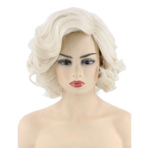 Topcosplay Women Wigs Platinum Blonde Wig Short Curly Halloween Costume Cosplay Wig