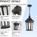 Large Outdoor Pendant Light Fixtures, 17.9" H Black Exterior Hanging Lantern Lights, Height Adjustable Outside Chandeliers with Clear Glass for Porch, Farmhouse, House